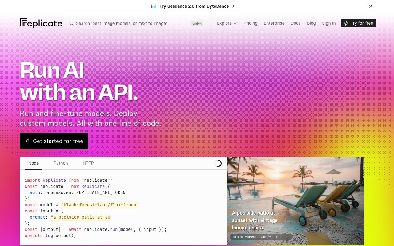 Replicate screenshot